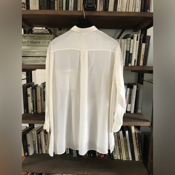 EUC Nap Loungewear White Dolphin Hem Oversized Collared Lounge Shirt M - Picture 7 of 16